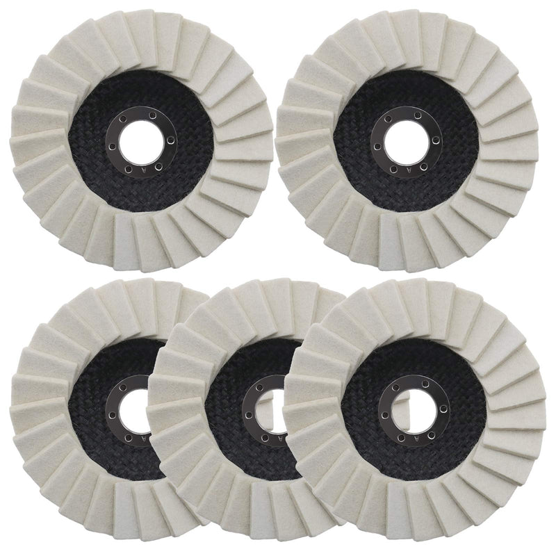 Be In Your Mind 5 Pcs Wool Felt Polishing Discs 125mm Serrated Washer Felt Disc for Stainless Steel Glass Metals Aluminum Angle Grinder Polishing Disc