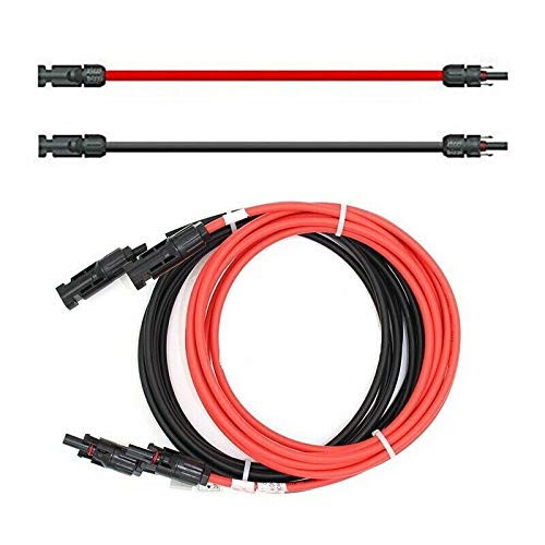 Solartronics Solar Cable 4 mm² 5 m with Solar Plug, Double-Sided, Red/Black | Solar extension cable for solar system, H1Z2Z2-K, flexible, water-resistant, TÜV Rheinland, made in Germany, 2 x 5 m