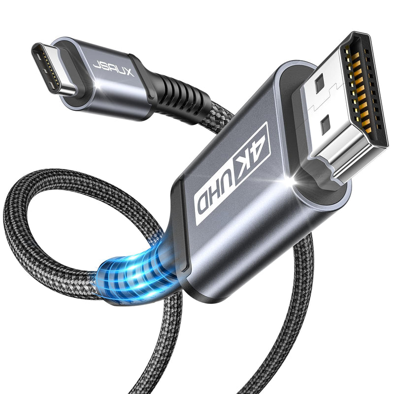 Jsaux USB-C to HDMI Cable, 2m, 4K@60Hz for iPhone 17/16, MacBook, S25, Grey | Plug & Play USB-C to HDMI transmits stable 4K@60Hz video; USB-C to HDMI only, for iPhone 17/16/15, MacBook, iPad Pro, S25, 2m