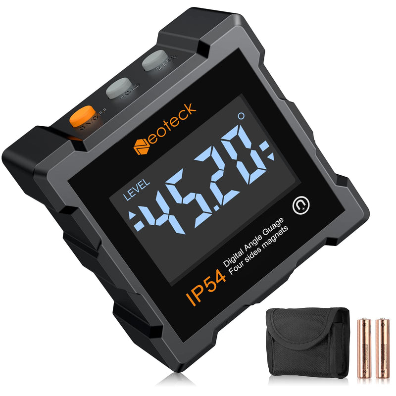 Neoteck Digital Level Box LCD Protractor IP54 Waterproof with All-Side Magnetic Backlight Inclinometer for Woodworking, Construction, Automotive Maintenance Industry (Battery Included)