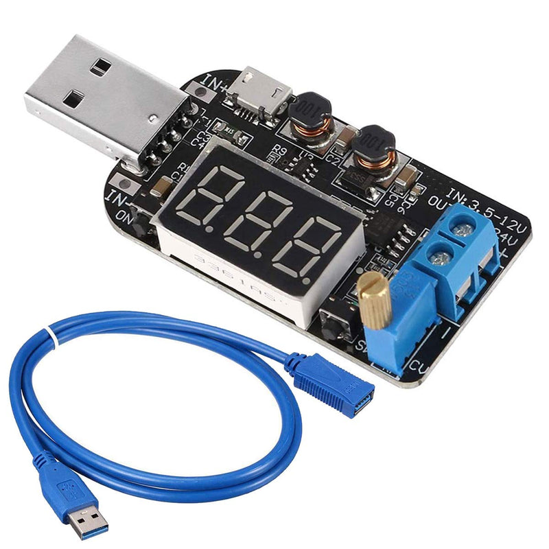 Youmile DC-DC Digital USB Buck Boost Converter Module 5V to 3.3V 9V 12V 18V 24V Adjustable Voltage Regulator Power Supply Module with USB Extension Cable