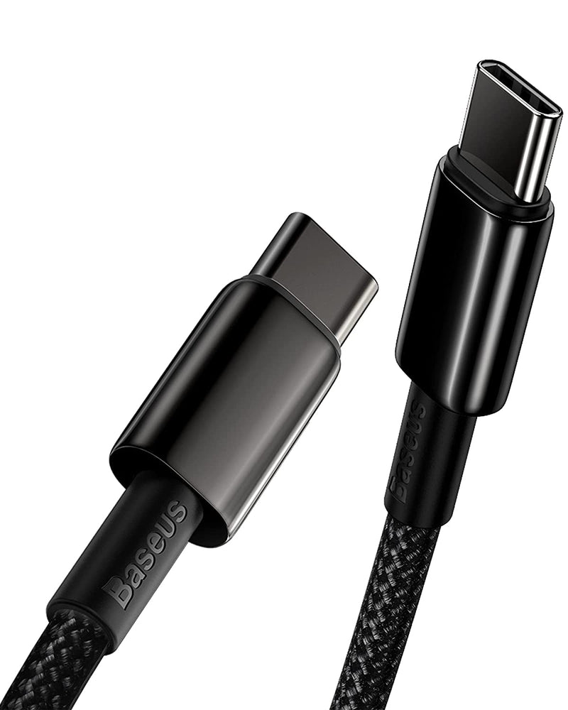 Baseus USB C to USB C Cable 100W, PD 5A QC 4.0 Fast Charge USB C Charging Cable, Zinc Alloy Type C Cable for MacBook Pro iPad Air Mini Samsung Galaxy S23 S22 S21 S20, Steam Deck Tungsten Gold - 100W 1M