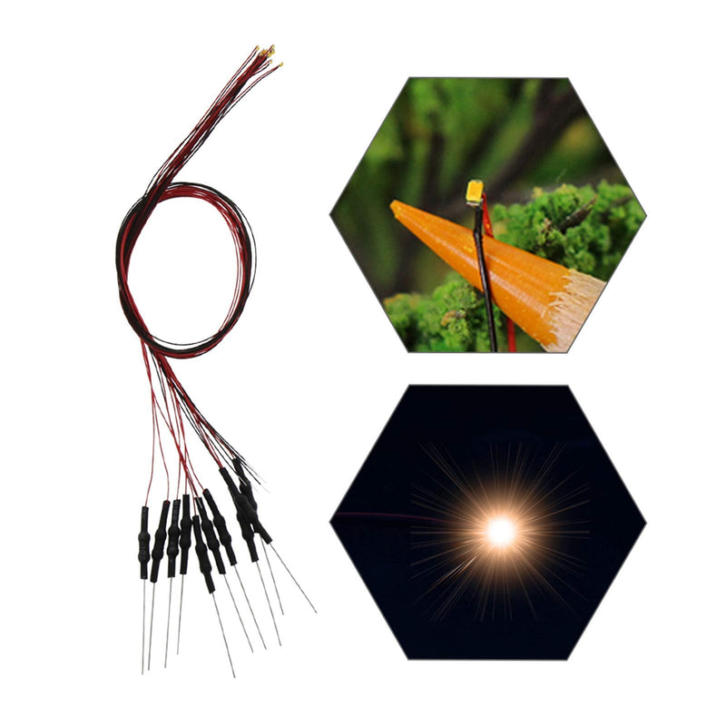 Evemodel 20 PCS. warm white SMD LED light-emitting diodes Micro Litz design 0402 with cable 20cm 12V