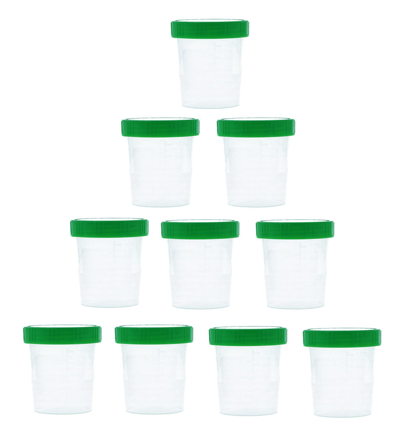 Horn Medical urine cup/sample cup with screw cap, 125ml capacity, measurement table up to 100ml/3oz, can be labeled (10 pieces) 10