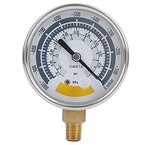 Vacuum Gauge 0-14 PSI with NPT 1/8 Inch Connection for Vacuum Pump Pressure Gauge Industrial Measuring Tools High Precision Air Pressure Measurement Accurate Vacuum Gauge