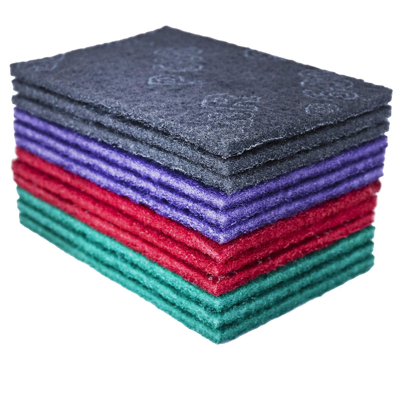 S&R abrasive fleece pads 150 x 230 mm, set of 12 abrasive fleece mats, set of 3 each P180, P320, P600, P800, abrasive fleece for grinding, polishing metal, wood, steel, stainless steel