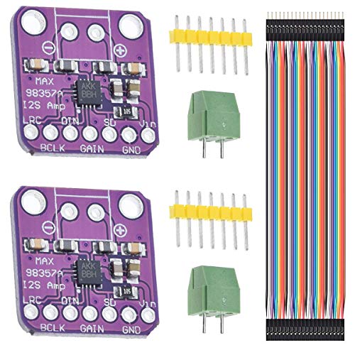 2pcs MAX98357 Audio Power Amplifier Module I2S Class D Filterless Audio Amplifier Board for Raspberry Pi with Dupont Cable