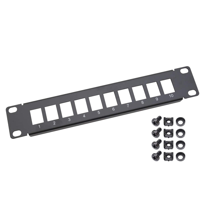 HMF 63345-02 UTP Keystone patch panel for server cabinet | 10 inches | 1 U | 10 ports RJ45 | Black UTP - unshielded