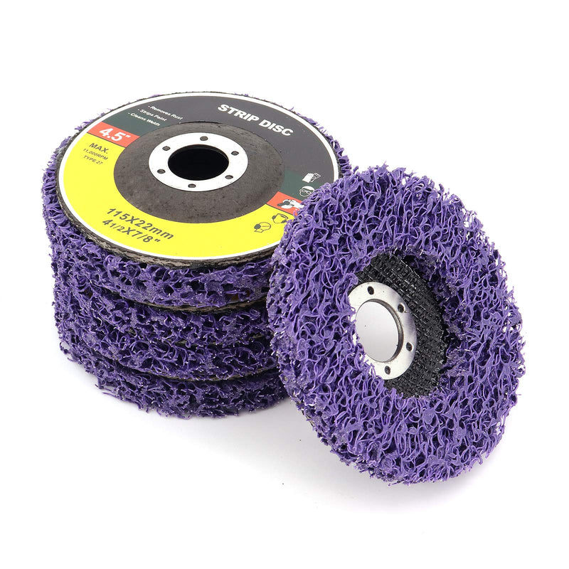 DingGreat 5pcs 115mm Cleaning Disc Coarse Cleaning Disc, Poly Strip Rim Paint Rust Removal Disc for Angle Grinder, for Rust/Paint/Chipping Materials Removing Purple