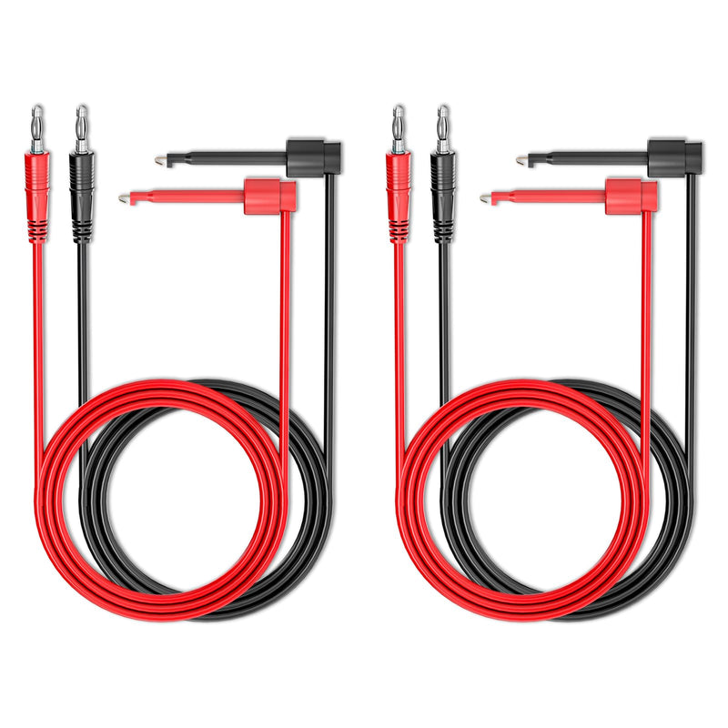 4mm Banana Plug to Test Hook Clips Test Leads, Pack of 4 | Copper soft cable, wires for multimeter, electrical testing, 500V 5A 2 Satz