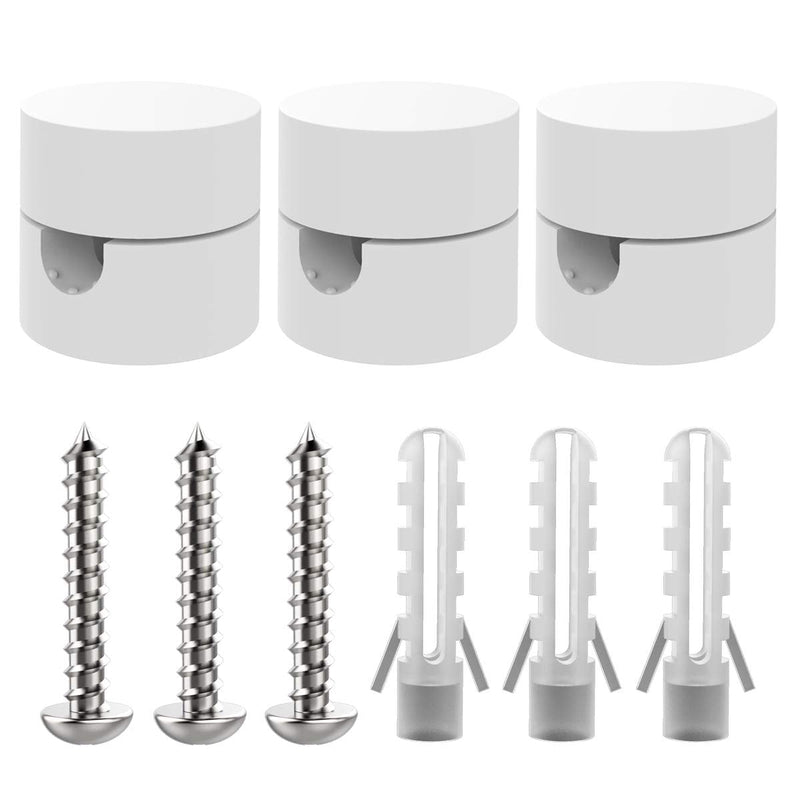 ZOHAR Pack of 3 two-piece wall and ceiling pins white for textile cable ceiling mounting monkey swing surface-mounted cable holder for lamp DIY with screws and dowels white