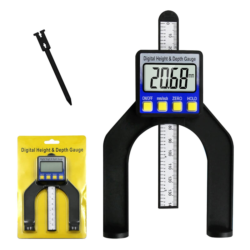 RUIZHI Digital Depth Gauge Altimeter 0-85 mm Profile Depth Gauge LCD Display Digital Caliper for Woodworking Mechanical Engineering with Magnets