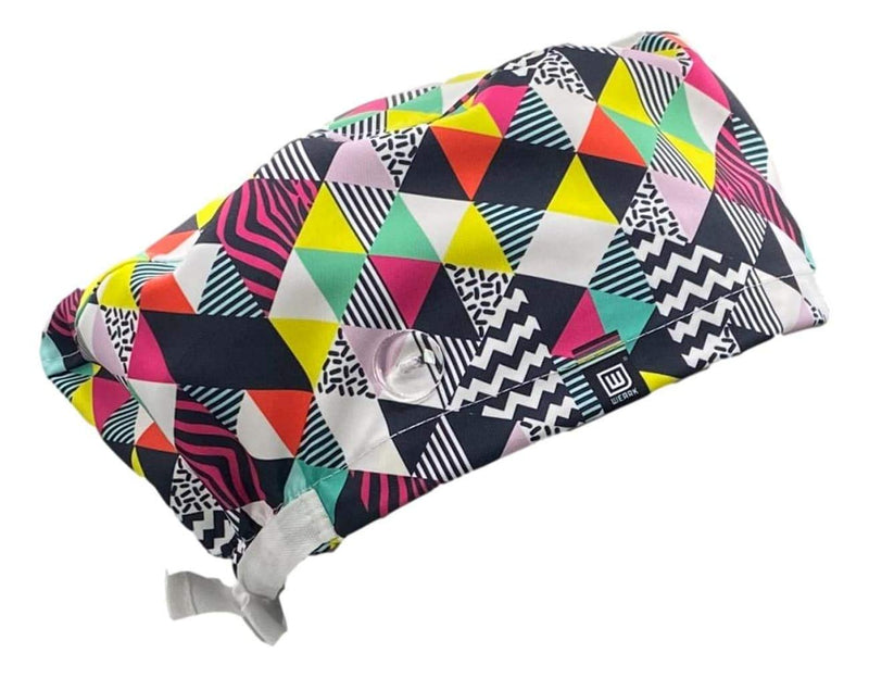 Surgical Cap Fabric for Men/Women Sanitary Nurse Dentist Doctor Pediatrician for Long Hair with Side Buttons and Sweatband - (Vinyl)