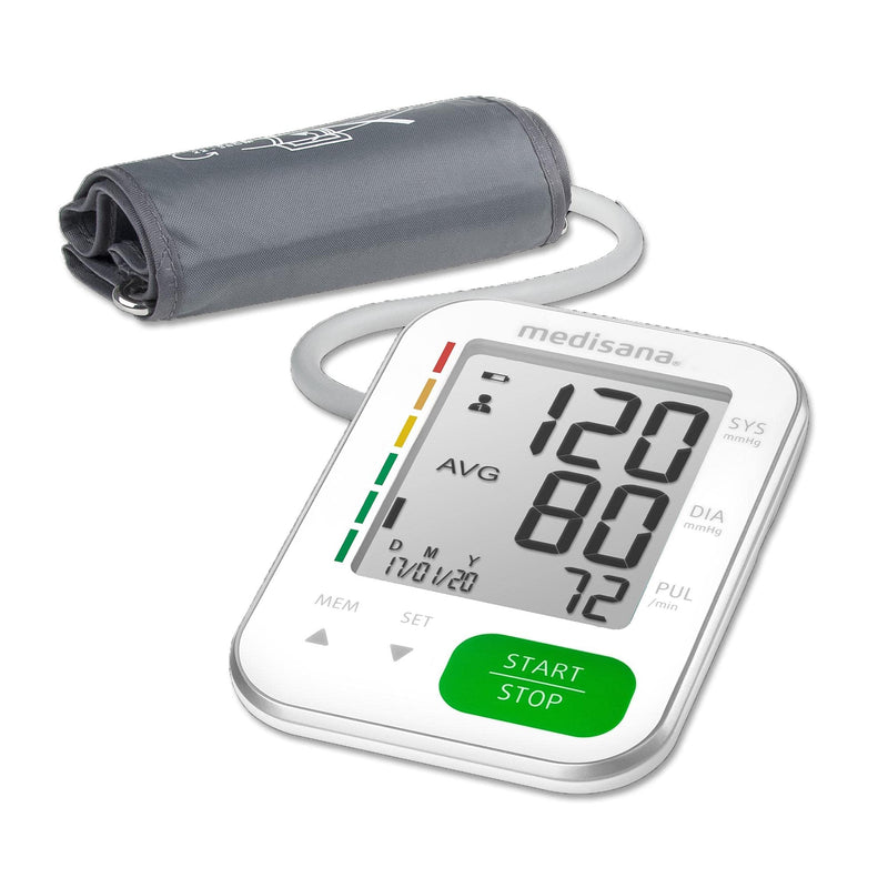 medisana BU 565 blood pressure monitor for the upper arm, precise blood pressure and pulse measurement, memory function, large display for easy reading, traffic light scale, arrhythmia detection & warning