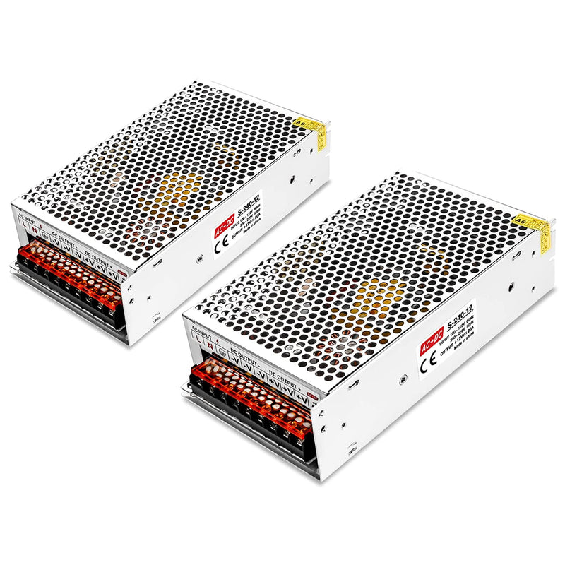 LEDMO 2 pieces 12V 20A power supply adapter transformer for LED strip lights, AC/DC switching power supply, switching converter AC 100 V / 240 V-DC-12V power supply switching mode 20A power converter 240W 2 pack 12V 20A 240W