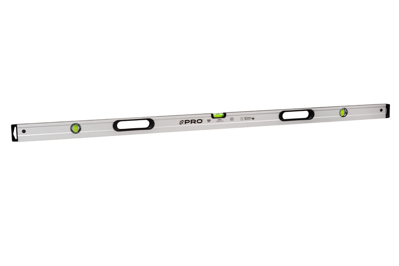 PRO800 spirit level 150cm anodized - hardness 9 on the Mohs scale - ergonomic profile and ERS+ (Easy Reading System) anti-shock absorber end caps - color silver