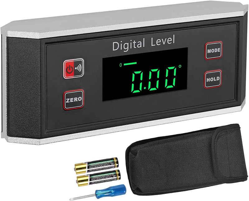 XUNTOP Digital Protractor LED Inclinometer Waterproof IP65 with V-Groove Magnetic Base, Inclinometer for Automotive, Wood and Machinery Industries (Battery Included)