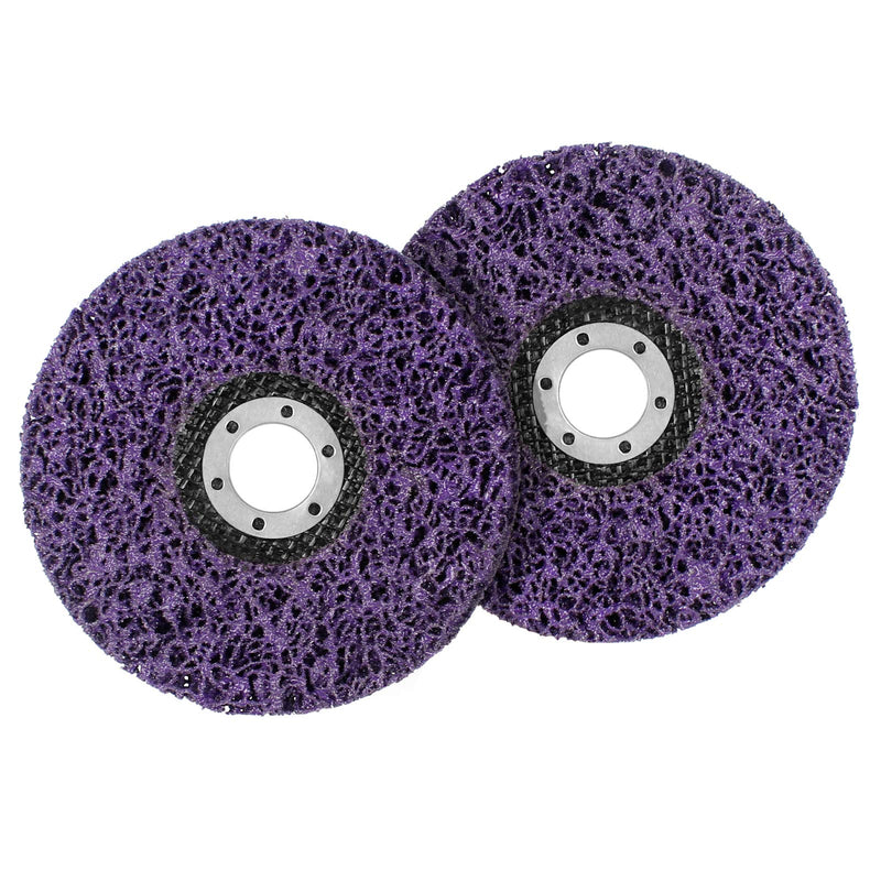 Pack of 2 cleaning discs, coarse cleaning discs, CSD discs, 125 mm, grinding discs, CBS cleaning discs for rust removal, nylon fabric discs for angle grinders, purple
