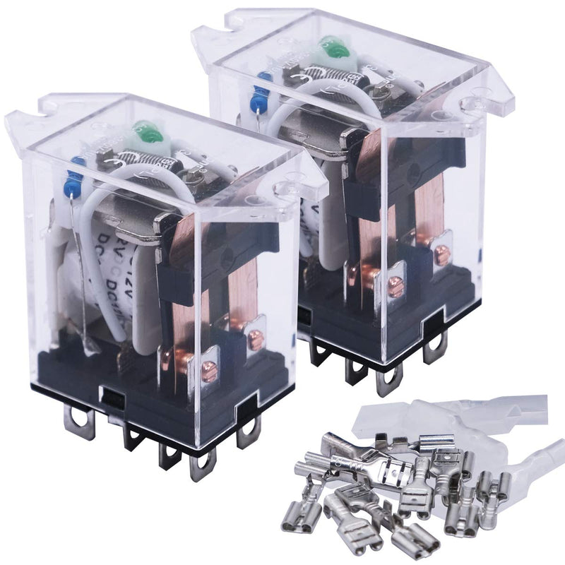 mxuteuk Pack of 2 Relay DC 12V Coil Power Relay 8Pin 10A DPDT LED Display Electromagnetic Power Relay Changer General Purpose JQX-13F-DZ-DC12V