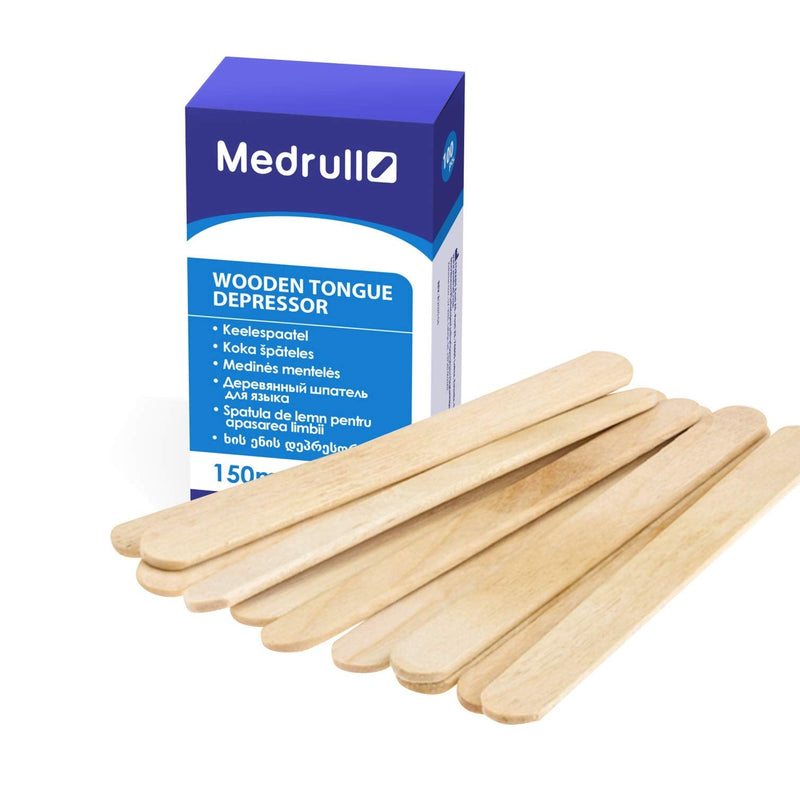 Medrull wooden mouth depressors 1.8 cm x 15 cm, pack of 100, non-sterile for external use, wooden spatulas for applying ointments or waxes, craft sticks, wooden ice cream sticks for baking, 100 pieces (pack of 1)