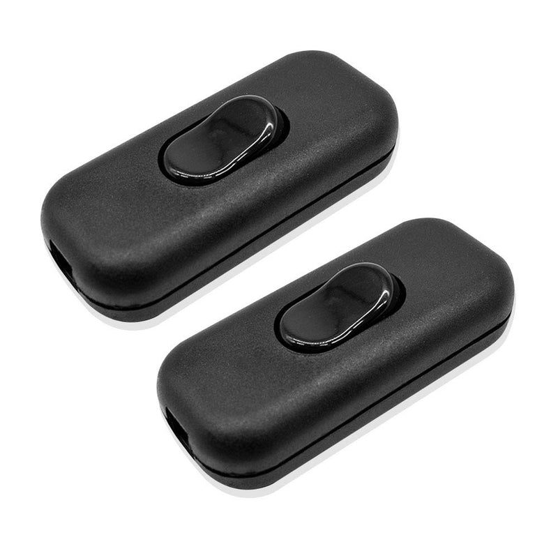 GZGXKJ Pack of 2 black inline switches, intermediate switches, lamp switches for 2-wire and 3-wire supply lines and connection cables, cord intermediate switches, small appliances or lamps