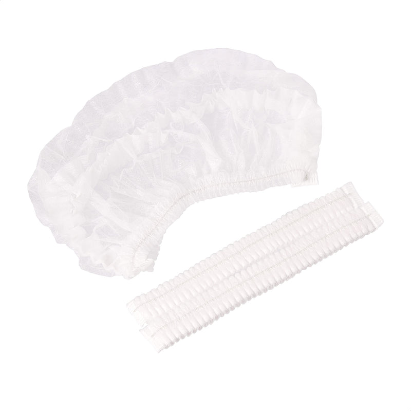 Kinbontop Premium White Hair Caps, Hygienic Disposable Non-Woven Material Caps - White (Pack of 100) 21'