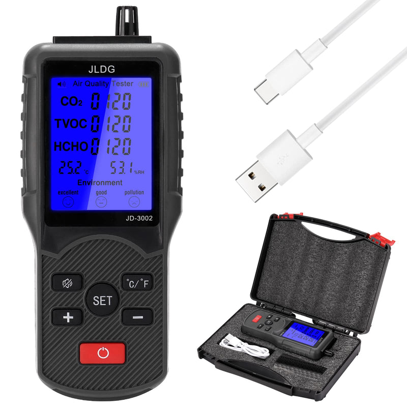 Hancaner CO2 Meter Air Quality Tester CO2 TVOC HCHO Meter Temperature Humidity Meter