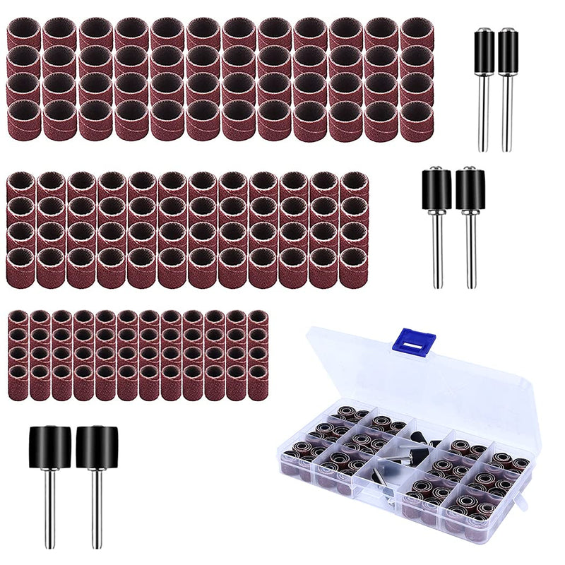 150 pieces sanding sleeves, drum sander set with 144 pieces sanding belt sleeves + 6 pieces sanding rollers for Dremel rotary tool