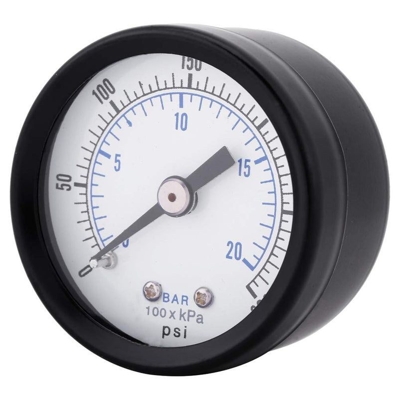 Horizontal pressure gauge, 0-20 bar/0-300 psi 1/8" BSPT mini pressure gauge compressed air water pressure gauge mechanical pressure gauge compressed air pressure gauge for fuel air oil water