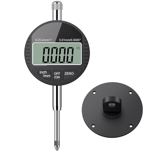 AUTOUTLET Digital Dial Gauge 0.01/0.0005 Inch Digital Dial Gauge Measuring Probe 0-25.4 mm/1 Inch Measuring Range with LCD Display, Digital Indicator Measuring Device Dial Test Indicators for Laboratory Workshop etc. (Black) black