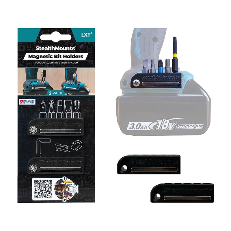 StealthMounts Black Magnetic Bit Holder Compatible with Makita | Bit Organiser for Drills | Ideal Bit Holder for Drills and Impact Wrenches (Pack of 2)