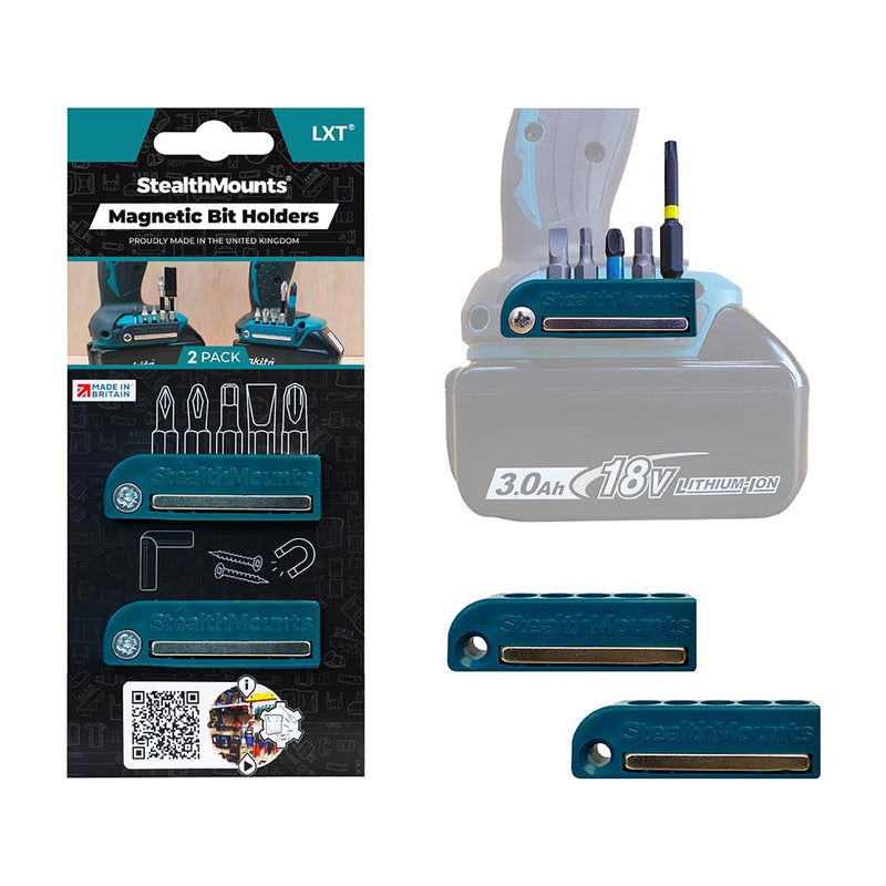 StealthMounts Black Makita Magnetic Bit Holder, Bit Organiser for Drills, Ideal Bit Holder for Makita Drills and Impact Wrenches (Pack of 2)