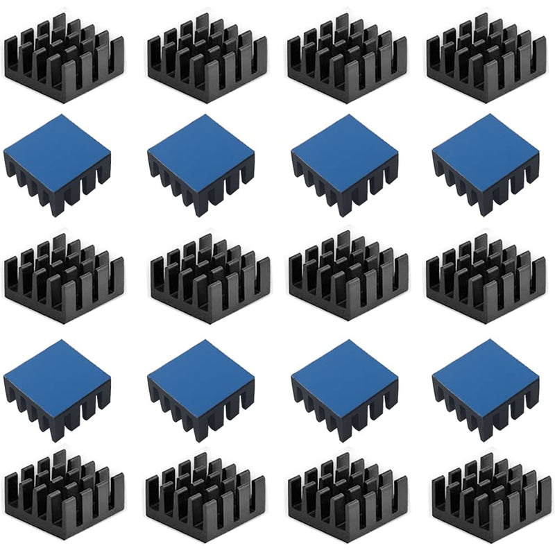 CTRICALVER Aluminum Heat Sink, Black Heat Sink Thermal Adhesive Pad Cooler, for 3D Printer (20pcs) Black*20 Pcs