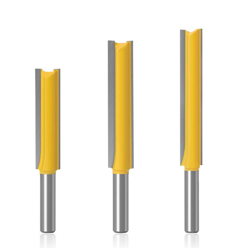 ASNOMY Pack of 3 8 mm shaft extension cutters for router, extra long flush cutter, groove cutter, wood cutter, for wood, extra long cutting length -50mm, 63mm, 76mm