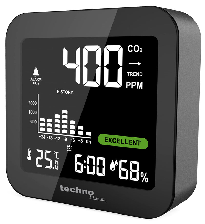 Technoline Monitor WL1025 Co2 monitor, Co2 knife, Co2 measuring device, battery, black single