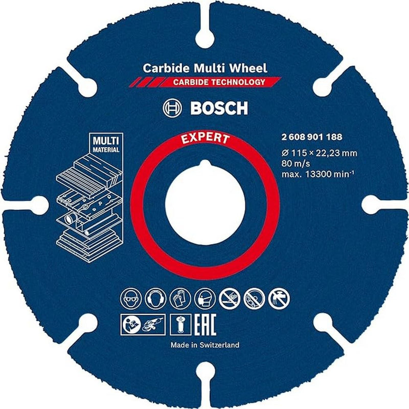 Bosch Accessories 1x Expert Carbide Multi Wheel cutting discs (for hardwood, Ø 115 mm, accessories for small angle grinders) M14 New version 1 piece