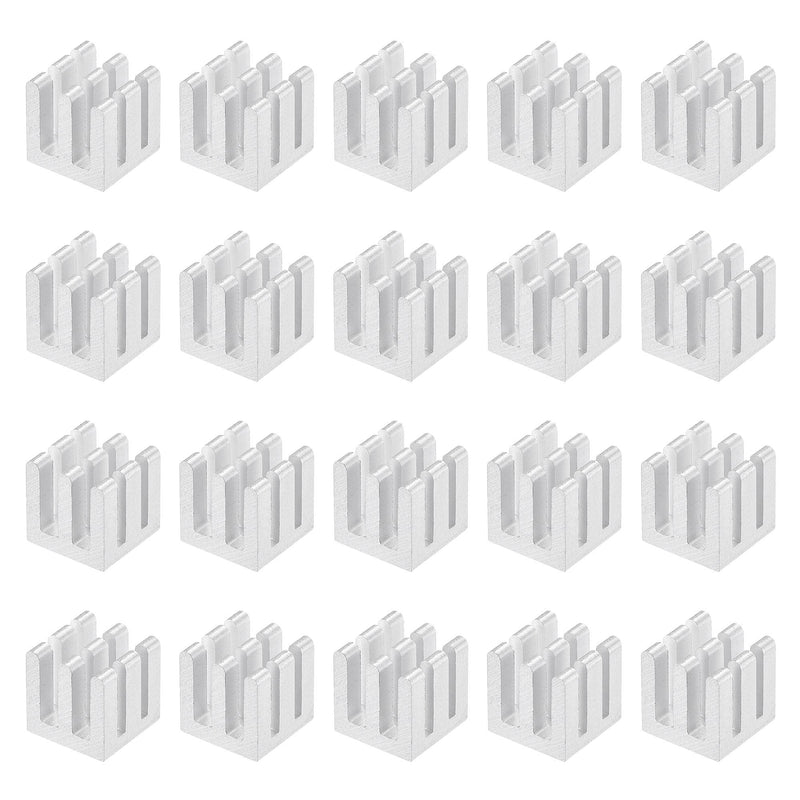 sourcing map Pack of 20 self-adhesive electronic aluminum heat sinks 10 x 10 x 10 mm silver tone for IC, MOS