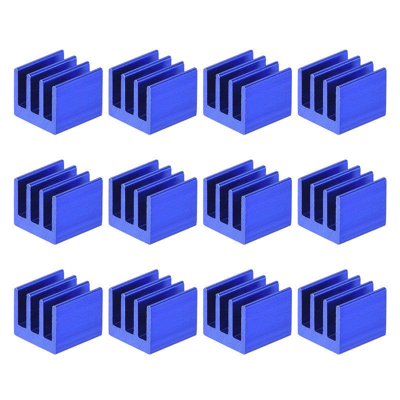 sourcing map 12pcs Heat Sink Thermal Self-Adhesive Electronics Cooler 7x7x6mm Blue