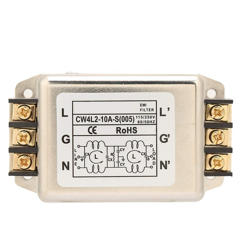 Telituny Power Filter-115V/250V 10A 50/60Hz Single Pole/Double Pole Single Phase Power Line EMI Filter Connector