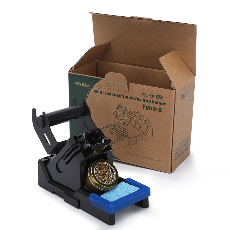 YIHUA X-2 Evolution Heat Resistant Soldering Iron Holder & Storage System with Solder Coil Holder, Brass Wool Tip Cleaner, Cleaning Sponge, Protective Edge, 5 Built-in Tip Storage Slots