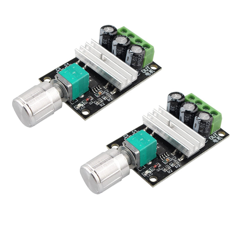 Jopto 2 pieces PWM DC motor speed controller, 6V 12V 24V 28V 3A 80W DC motor speed controller PWM adjustable variable speed switch DC motor driver 1203BK