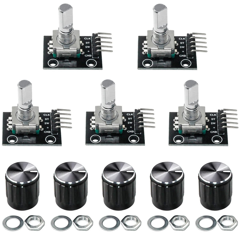GIAK KY-040 Rotary Encoder Module Rotary Encoder Pack of 5 360 Degree Rotary Encoder Rotary Angle Encoder with Push Button for Automotive Electronics Multimedia Audio