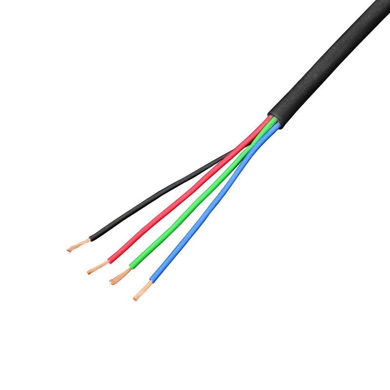 Lumonic 4x 0.34mm² LED control cable black 5m I sheathed 4-wire cable flexible I shielded control cable, LiYY extension, power cable 5m / 5 meter RGB (4-wire)