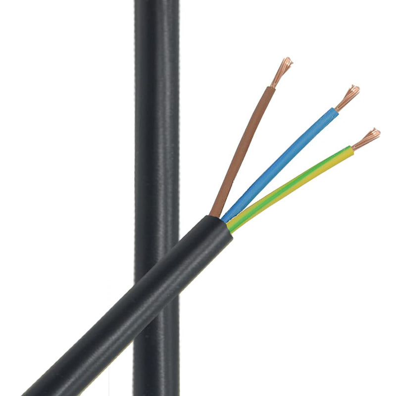 3m supply cable black H03VV-F 3 x 0.75qmm PVC insulated hose cable 3G lighting cable lamp cable cable power cable