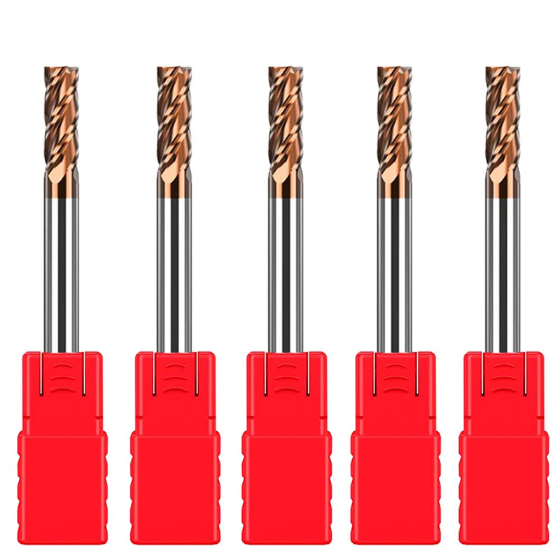 ASNOMY Pack of 5 3 mm solid carbide end mills, carbide, AlTiN coated 55 HRC 4 cutting, drilling, milling, finishing, dipping, CNC, tungsten carbide 5 pieces 3 mm