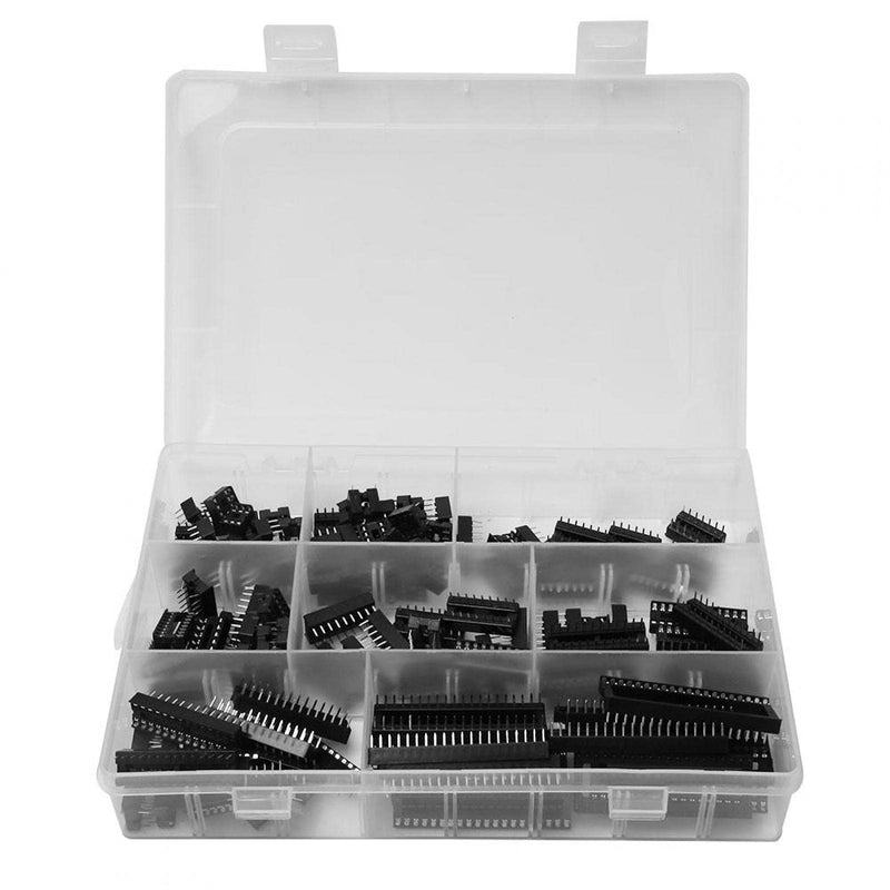 Sockets Solder 122 Pcs IC Socket Adapter Electronic Component Connector Pitch Double Row Assortment Kit for Experiments and DIY Projects DIP-8 6 14 16 18 24 28 40Pins 2.54mm