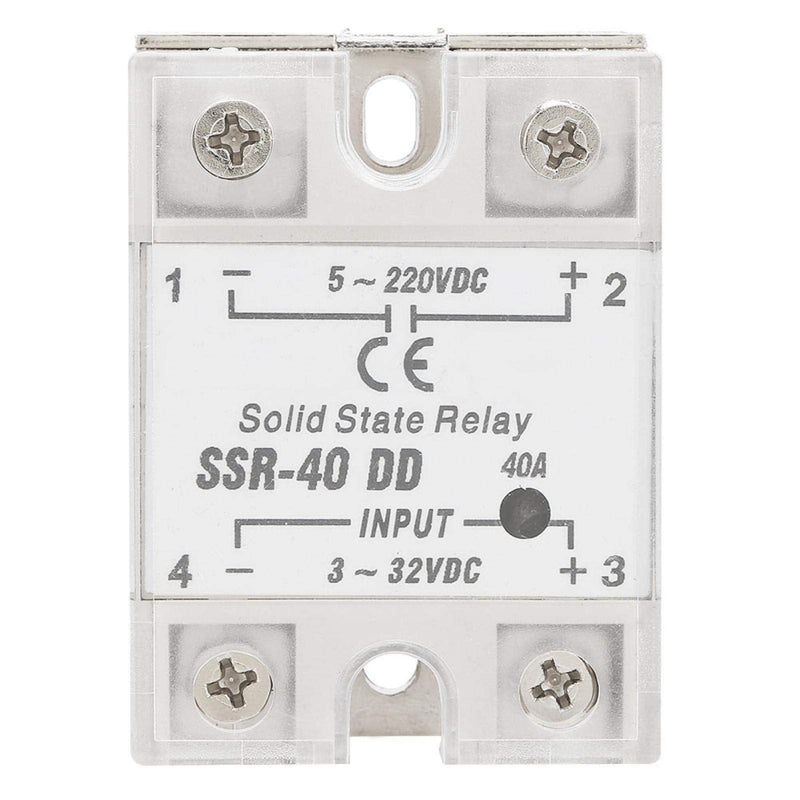 SSR-40DD Solid State Relay DC to DC (Input 3-32V DC Output 5-220V DC), SSR Solid State Relay SSR-40 DD, 40A 50-60Hz