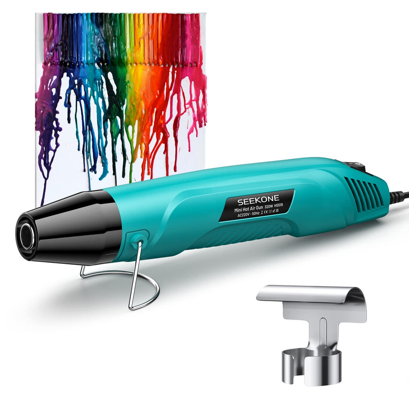SEEKONE handheld hot air dryer, 350°C multifunctional mini hot air gun 320W with overload protection, 1.5m ultra-long double insulated cable, reflector nozzle for crafts, embossing, electronics
