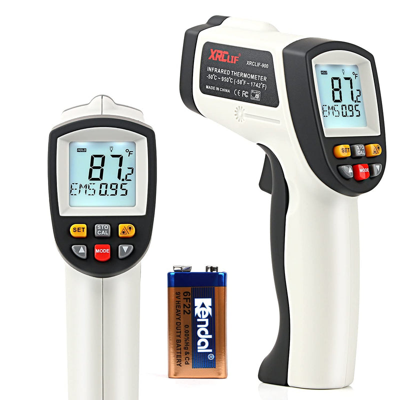 Laser infrared thermometer temperature gun for measuring high temperatures -50°C ~ 950℃, data storage, max/min measurement (not for humans) -50～950℃ gray