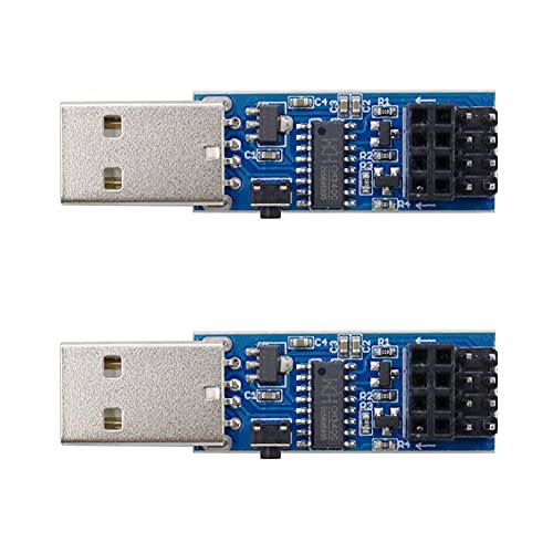 USB to ESP8266 Adapter Module ESP-01 Prog ESP-01S Programming Downloader CH340C Driver with Reset Button, Easy to Use, Pack of 2 Black